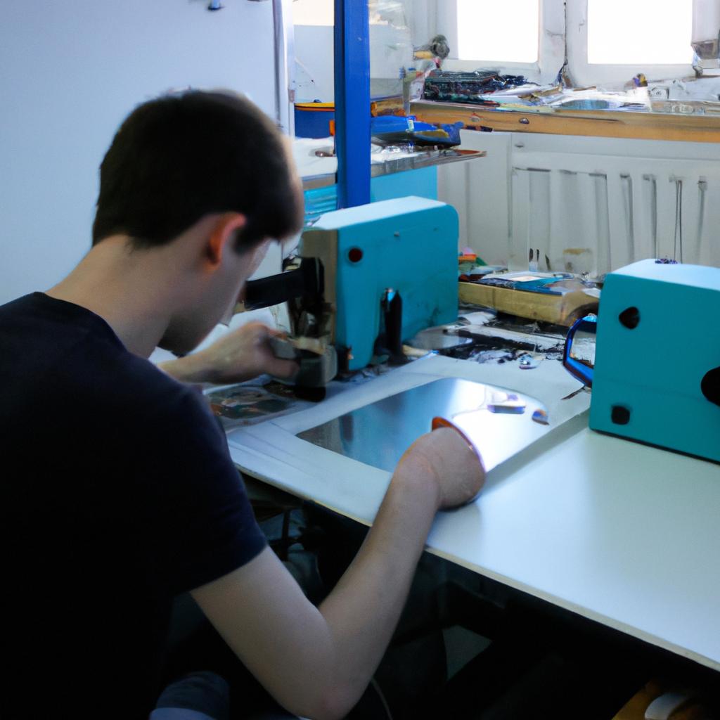 Person working with prototype equipment